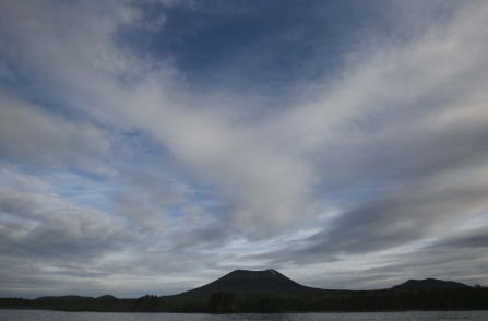 The Mt. Edgecumbe volcano near Sitka, Alaska. A group of researchers led by UB Geology Professor Jason Briner visited the site to learn about the volcanic and glacier history of SE Alaska.