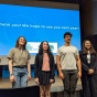 Earth Science forum winners, from left, Daphne Wong (UB), Grace Maxon (UB), Jeri Stoller (UB), Jo&atilde;o Pedro Saldenha (Fredonia), Nicole Gerdes (UB), Peyton Callen (Canisius). 