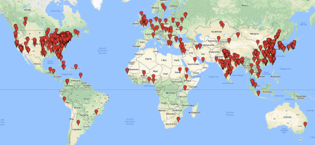 Zoom image: Map of Economics students home cities
