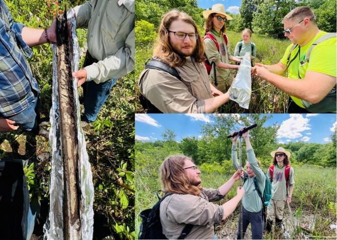 Albert Fulton's students collecting core samples. 