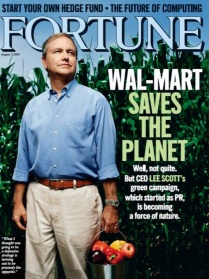 Cover of Magaize fortune saying " Walmart saves the Planet". 