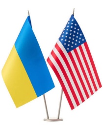 Ukrain and USA flags. 