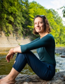 Portrait of Holly Buck taken in West Falls, NY in July 2021. Buck is with engineering, Environment and Sustainability. Photographer: Douglas Levere. 