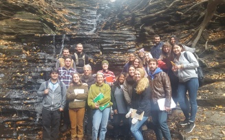 Zoom image: EVS 315 Field Ecology students visited Shale Creek to learn about forest ecology. 