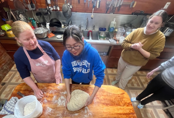 UB Sustainability students learn how to make bread from scratch in the mountains of Costa Rica. 