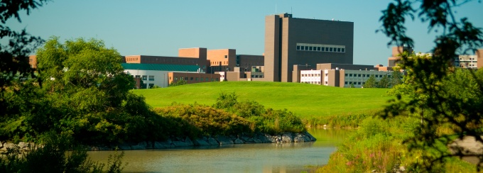 View of North Campus across the pond. 