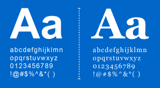 Sample of the UB branded substitute fonts, Arial and Georgia. 