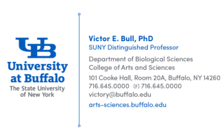 Zoom image: Sample of a UB official business card.