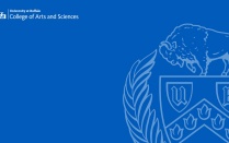 Zoom image: Arts and Sciences logo with the UB crest background for video conferencing.