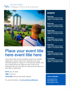 Zoom image: Sample view of option two of the College of Arts and Sciences event poster template.