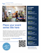 Zoom image: Sample view of option two of the College of Arts and Sciences event poster template.