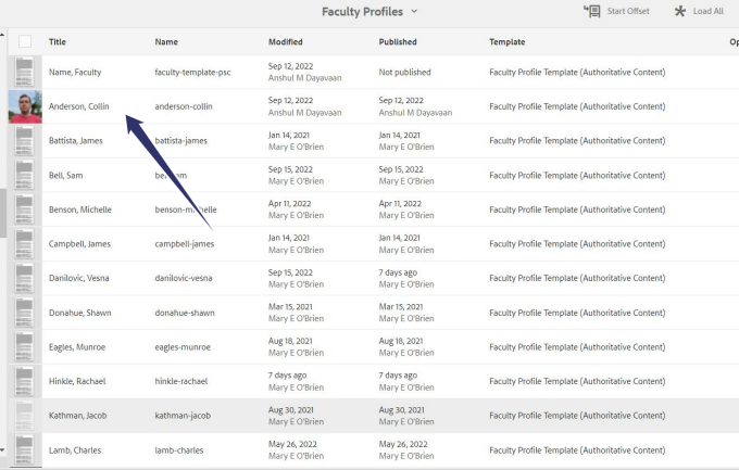 Zoom image: Screenshot highlighting faculty profile