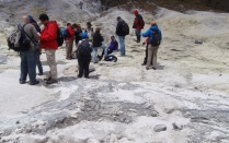 People gathered on a mountain. 