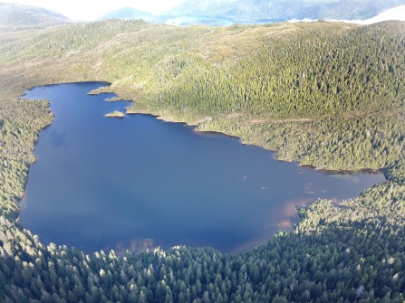 Drone image of parrot Lake, SE Alaska, one of the study sites of UB Geology Professor Jason Briner’s, funded by a National Geographic Society grant. 