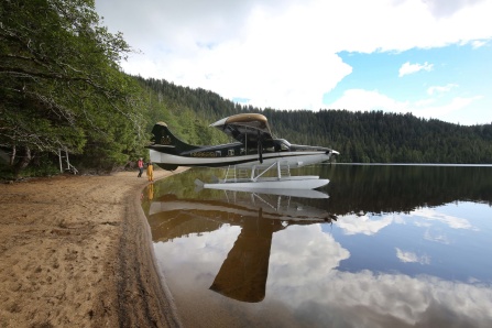 Floatplane (de Havilland Otter) at Parrot Lake, SE Alaska. UB Geology Professor Jason Briner chartered the floatplane to bring his research team and equipment to the site to collect sediment samples. 