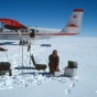 Researcher, Bea Csatho on the Greenland Ice Sheet. 