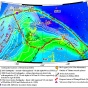 Tectonic framework for the subduction zone in south central Alaska. Basemap colored by model predicted strain-rate from numerical modeling done by Margarete Jadamec's graduate student, Kirstie Haynie, as part of her PhD work at UB. Figure modified from Haynie and Jadamec (2017). 