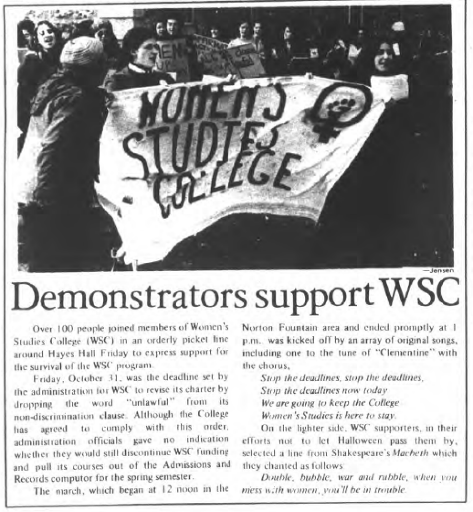 50th Anniv from Spectrum 1975-11-3 Demonstrators support WSC. 