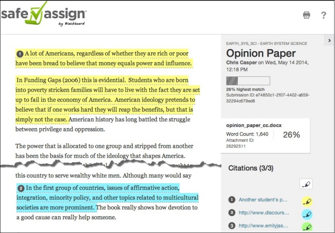 Plagiarism Check example. 