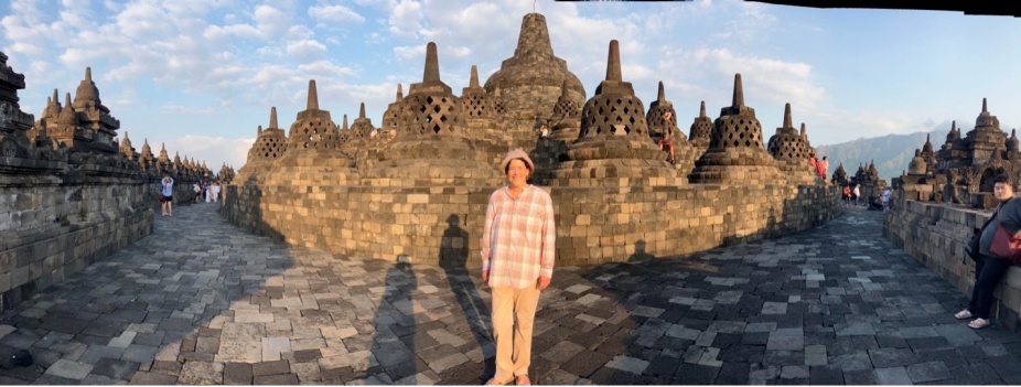 Prof. Kristin Stapleton at Borobudur in Indonesia. 