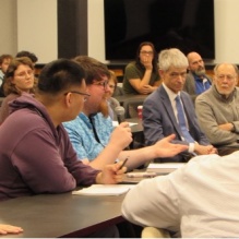 Students and faculty attending the Wozniak Lecture. 