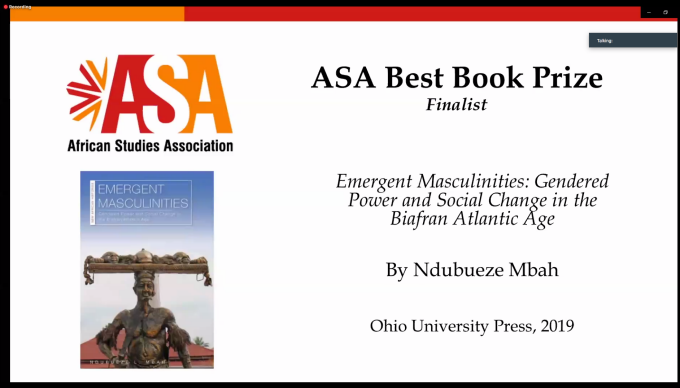 Announcement for ASA Book Prize for Mbah. 