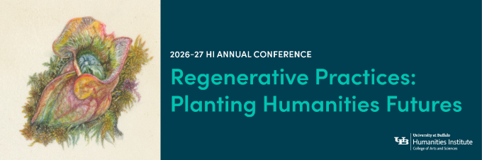 Illustration of a pitcher plant next to text: 2026-27 HI Annual Conference, Regenerative Practices: Planting Humanities Futures. 
