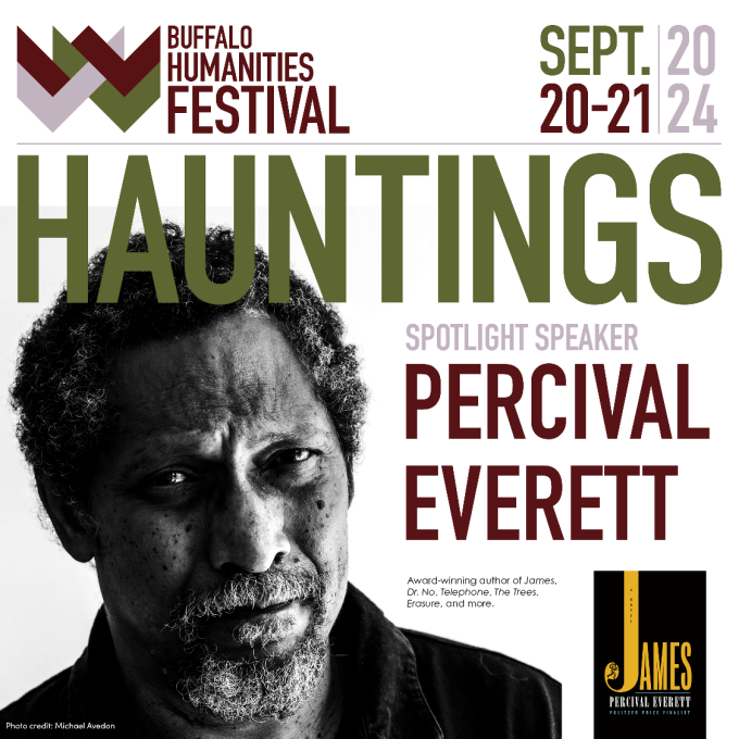 Image of author Percival Everett, author of James. 2024 Buffalo Humanities Festival: Hauntings spotlight speaker. Sept. 20-21, 2024. 