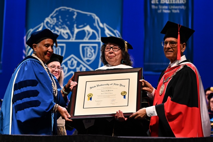Agnes Williams recieving her honorary doctorate. 
