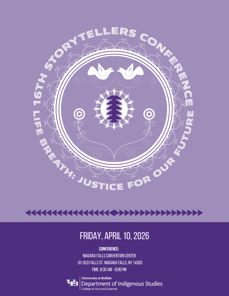 Digital logo and information for the 16th Annual Storytellers Conference, which was held on April 10, 2026. 