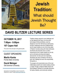 David Blitzer October Lecture Flyer. 