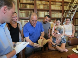 Prof. Cohen perusing 1st ed. 1677, (Latin) Spinoza, Opera Posthuma, at Biblioteca dell Academia Nazionale dei Lincea, Rome (July 8, 2015). 
