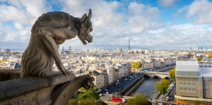 Gargoyle atop Notre Dame. 