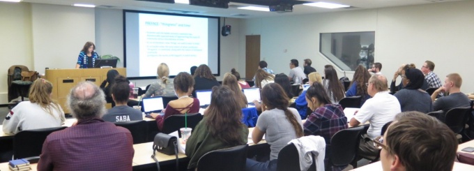 Professor Tamar Rudavsky fills the room full of students and community memebers! 