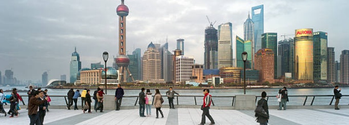 The Pudong skyline in Shanghai. 