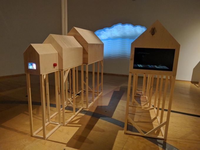 Image of "Telescope House" video installation at Hallwalls Contemporary Arts Center by Carl Lee. 