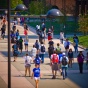 Students walking on North Campus. 