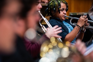 students playing trumpets. 