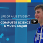 Screenshot of the "The Life of a Computer Science & Music Student | University at Buffalo" YouTube video. 