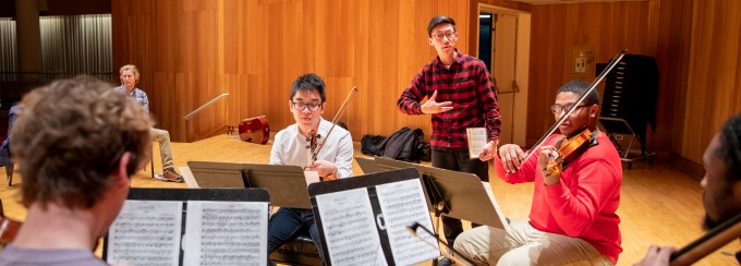 The internationally acclaimed Parker Quartet, on campus to perform the Slee Beethoven String Quartet Cycle, conducted a masterclass in Lippes Concert Hall in Slee Hall, coaching UB students in an open session. 