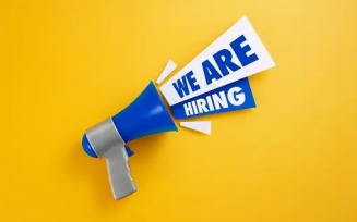 bullhorn graphic with We are hiring shout out. 