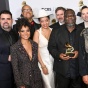 Melissa White and her group at the Grammys after accepting their award. 