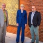 From left, Brice Bible, vice president and CIO; CAS Dean Robin Schulze and Robert Scalise, acting director of the Anderson Gallery. Photo: Blake Cooper. 