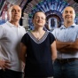 From left: UB physicists Avto Kharchilava, Ia Iashvili and Salvatore Rappoccio have received an NSF grant to continue their research in high-energy physics. Photo Illustration: Douglas Levere / CERN. 