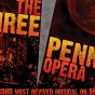 Text that says "The Threepenny Opera" in front of a bold geometric background. 