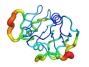 An illustration visualizes dihydrofolate reductase, one of the proteins scientists studied. Different colors indicate the intensity of the protein's motion in different locations. 