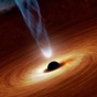 An artist’s concept illustrates a supermassive black hole. 