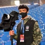 Mike Hunter pictured inside the Bills stadium during his NFL internship. 