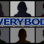 The word, "Everybody" over a checkerboard of silhouettes evoking the idea of a zoom call. 