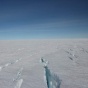 A view of a crevasse field on the Greenland Ice Sheet. 